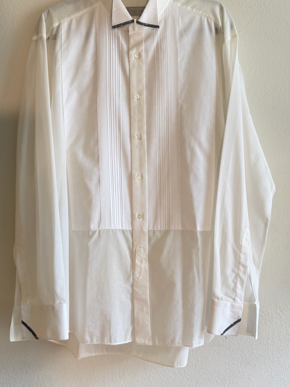 Stefano Ricci Bespoke Tuxedo Shirt White Pleated Bib